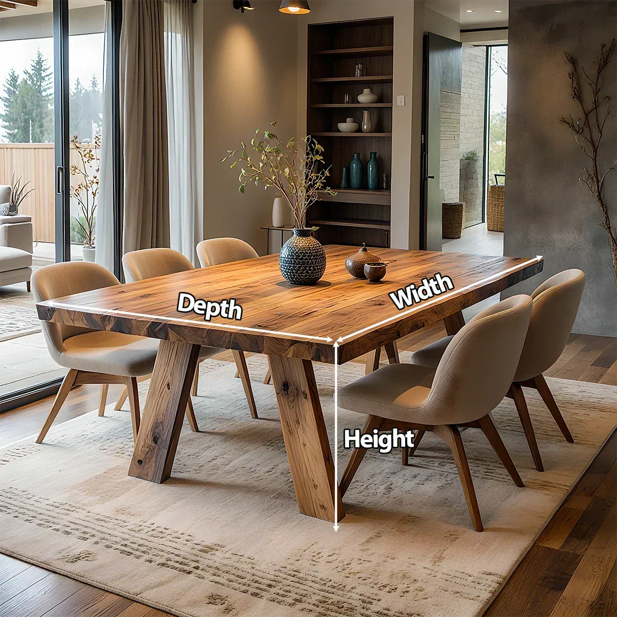Natural Solid Wood Dining Table in Rustic Luxury Style – A Warm, Handcrafted Centerpiece - Rustirawood