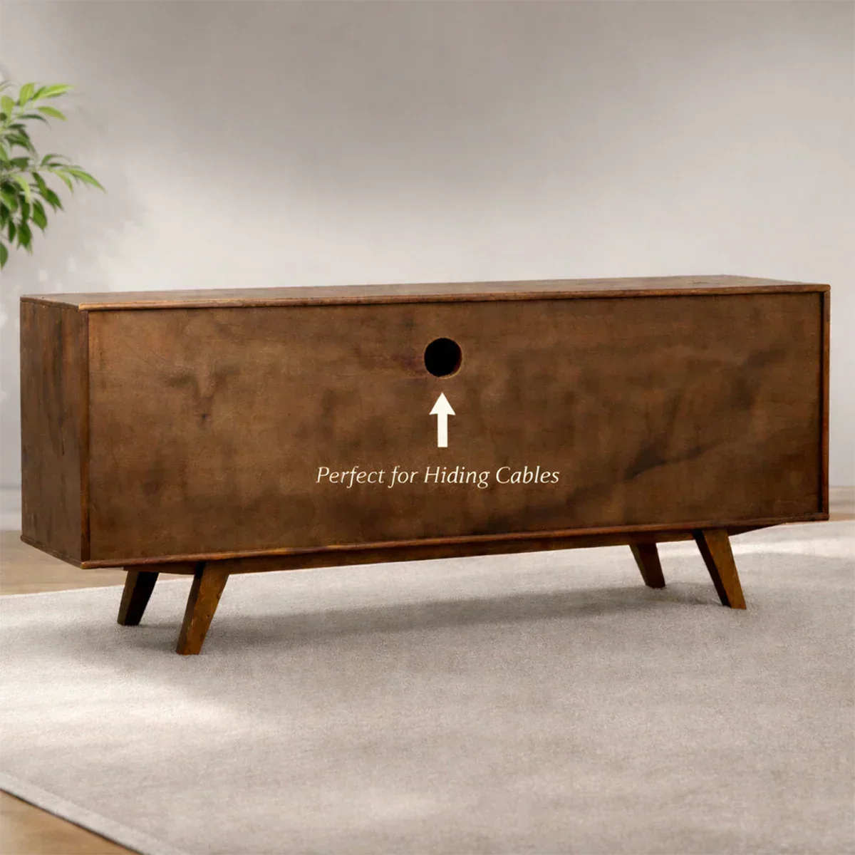 Solid Wood TV Stand – Minimalist Wabi Sabi Media Console with Natural Finish - Rustirawood