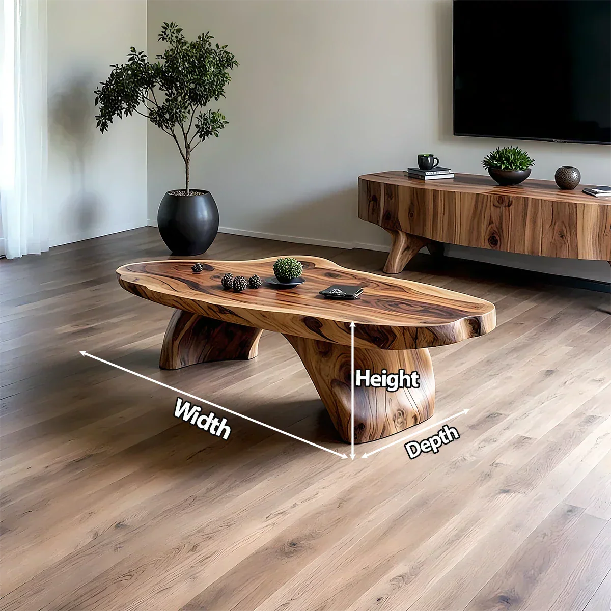 Handcrafted Live Edge Natural Solid Wood Coffee Table - Rustirawood