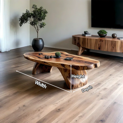 Handcrafted Live Edge Natural Solid Wood Coffee Table - Rustirawood