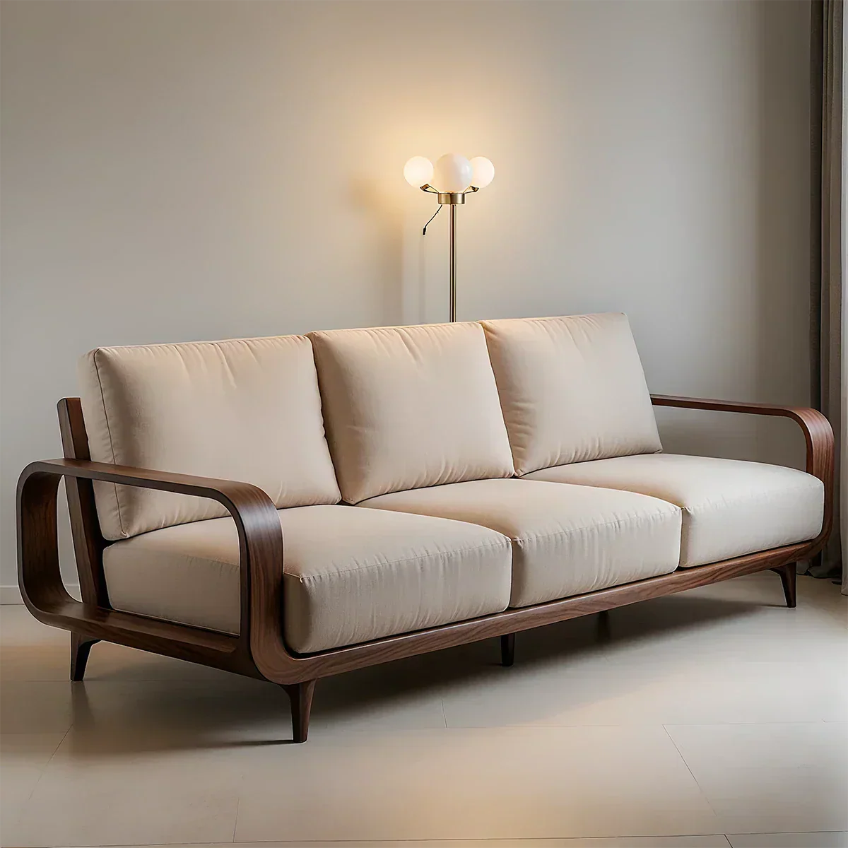 Handcrafted Solid Wood Cotton Sofa – Rustic Minimalist Design - Rustirawood