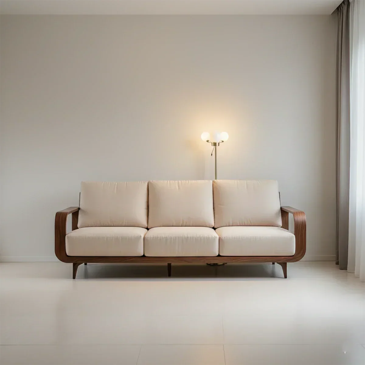 Handcrafted Solid Wood Cotton Sofa – Rustic Minimalist Design - Rustirawood