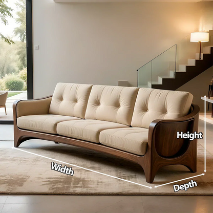 Handcrafted Solid Wood Cotton Sofa – Rustic Modern Comfort - Rustirawood