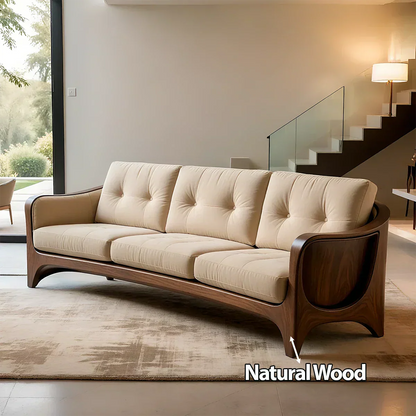 Handcrafted Solid Wood Cotton Sofa – Rustic Modern Comfort - Rustirawood