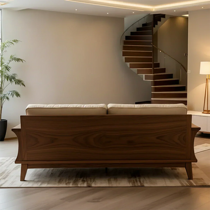 Handcrafted Solid Wood Cotton Sofa – Rustic Modern Minimalist Design - Rustirawood
