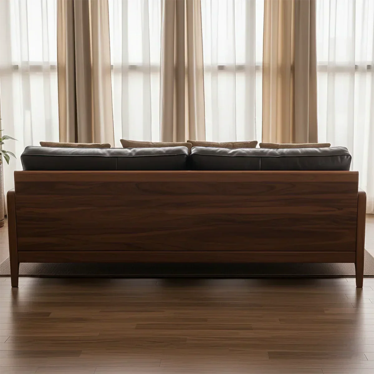 Handcrafted Solid Wood Leather Sofa – Premium Modern Design - Rustirawood