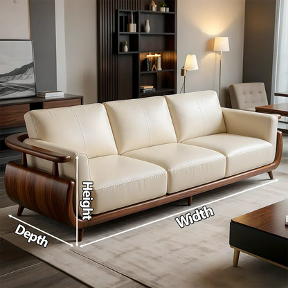 Handcrafted Solid Wood Leather Sofa – Rustic Modern Premium Design - Rustirawood