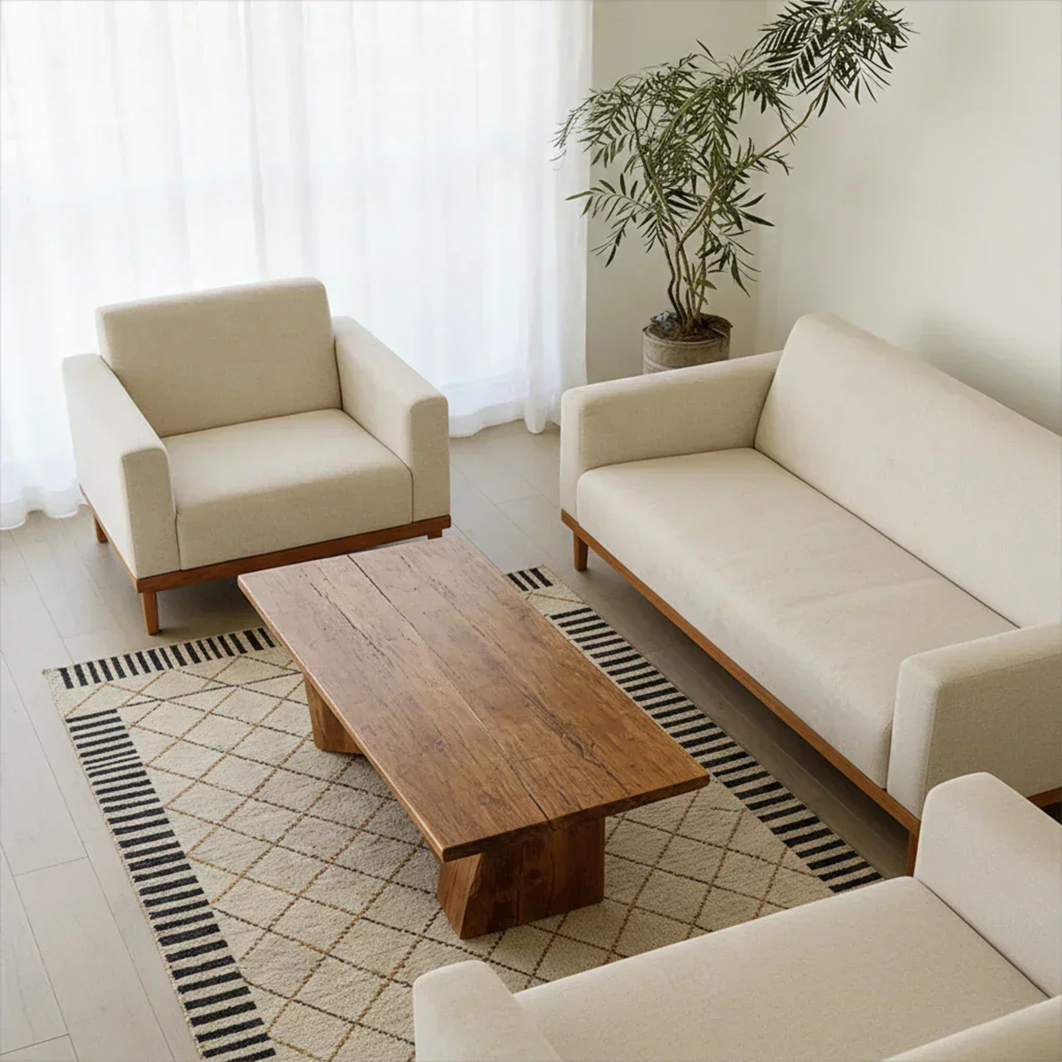 Minimalist Solid Wood Coffee Table – Natural Wood Slab Coffee Table - Rustirawood