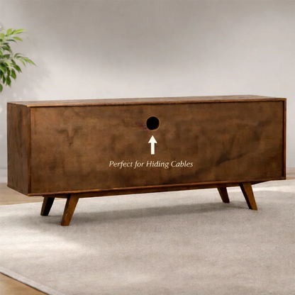 Natural Burl Flow Solid Wood TV Console – Wabi Sabi Organic Design - Rustirawood