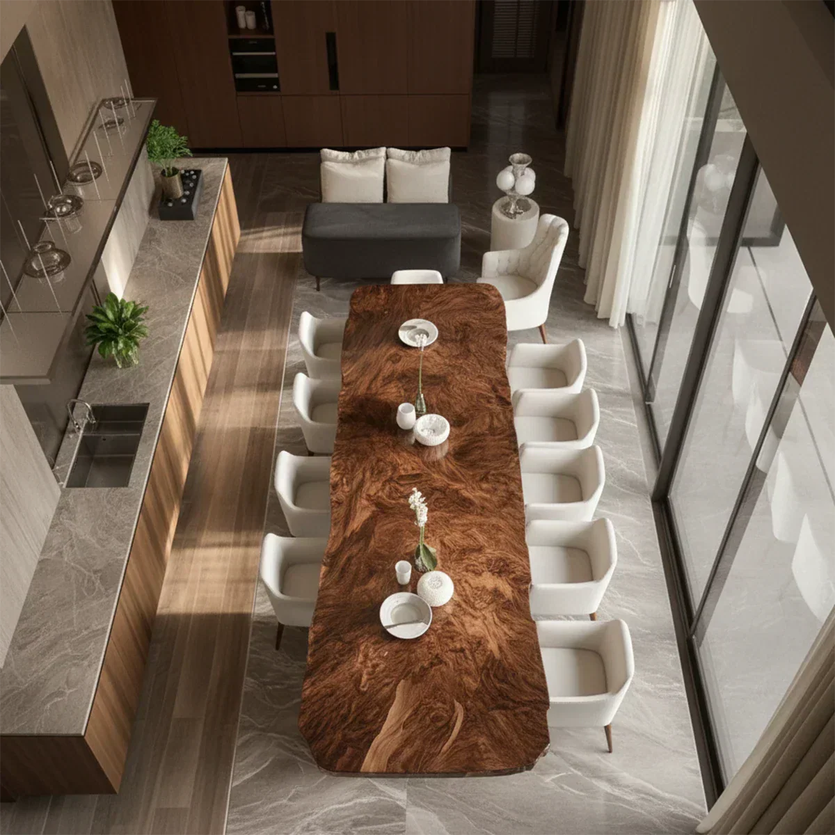 Natural Solid Wood Dining Table in Contemporary Luxury Style - Rustirawood