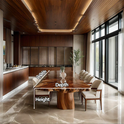 Natural Solid Wood Dining Table in Modern Luxury Style - Rustirawood