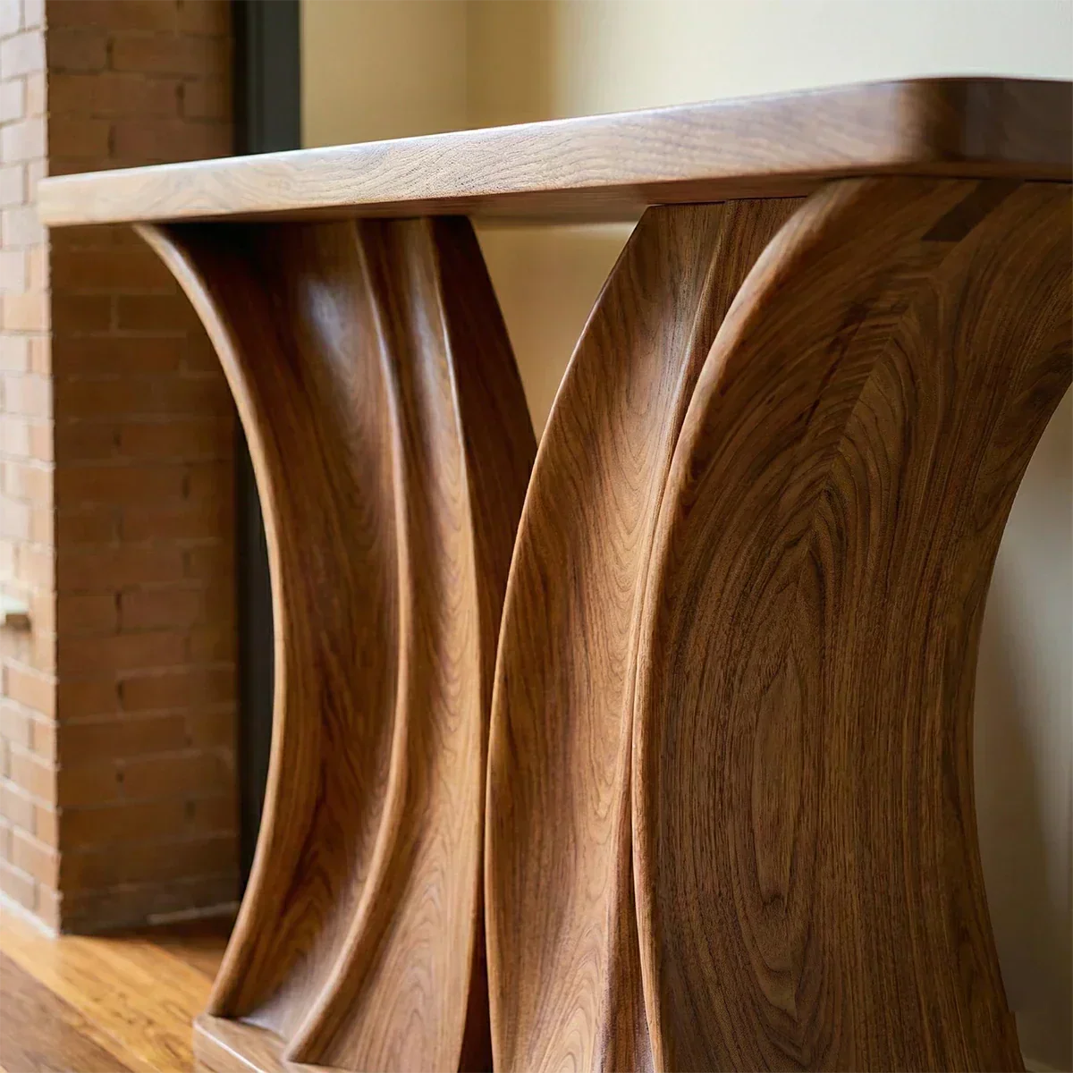Natural Solid Wood Dual-Sculpt Form Console Table in Modern Luxury Style - Rustirawood