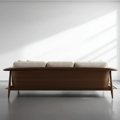 Premium Leather Solid Wood Sofa – Modern Minimalist Design - Rustirawood