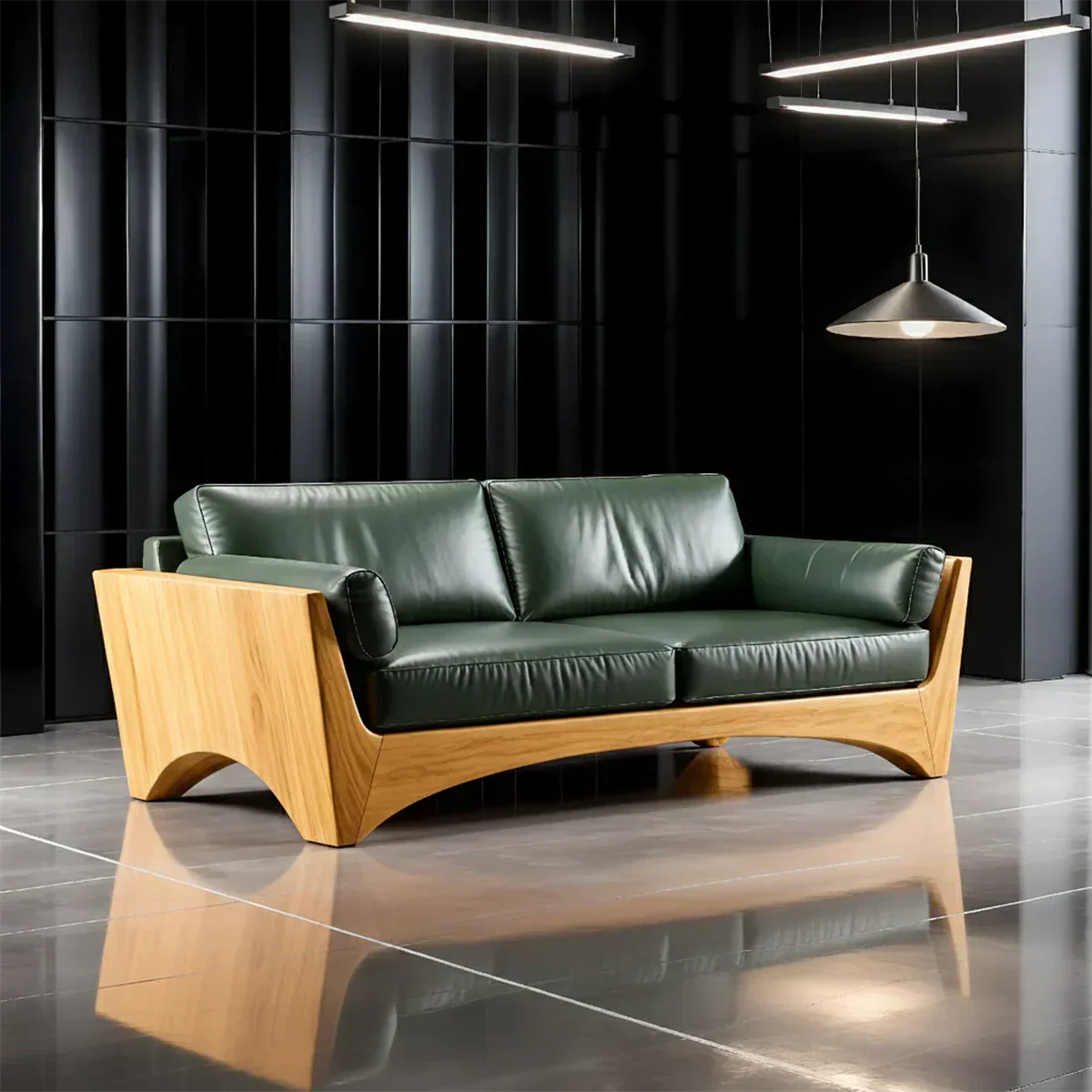 Premium Leather Solid Wood Sofa – Modern Rustic Minimalist - Rustirawood