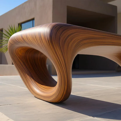 Sculpted Loop Bench in Natural Solid Wood - Rustirawood