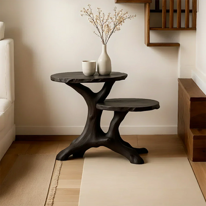 Solid Wood Accent Table – Modern Sculptural Branchform Duo Design - Rustirawood