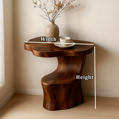Solid Wood Accent Table – Modern Sculptural Flowform - Rustirawood