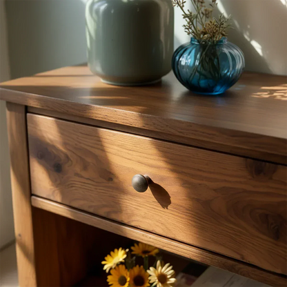 Solid Wood Classic Nightstand with Drawer & Open Shelf - Rustirawood