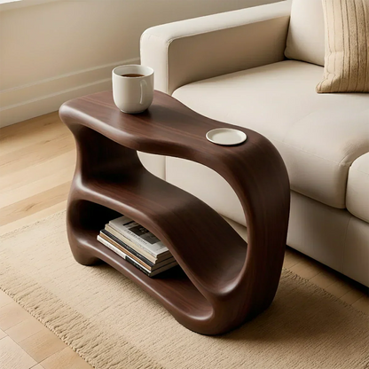 Solid Wood End Table – Fluid Rustic Serenity - Rustirawood