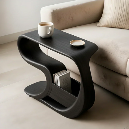 Solid Wood End Table – Modern Rustic Flow - Rustirawood