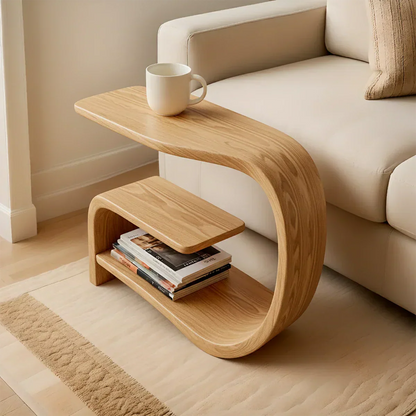 Solid Wood End Table – Modern Sculptural Flowform - Rustirawood