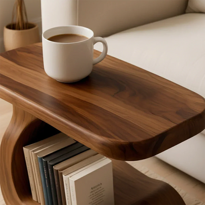 Solid Wood End Table – Modern Sculptural Flowform - Rustirawood