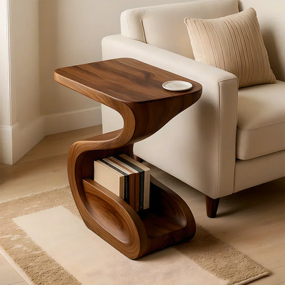 Solid Wood End Table – Modern Sculptural Flowform - Rustirawood