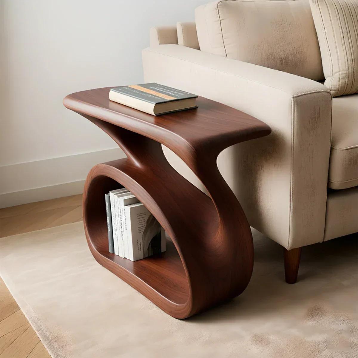 Solid Wood End Table – Organic Modern Harmony - Rustirawood