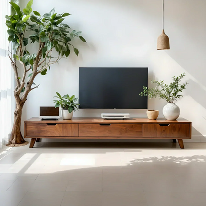 Solid Wood TV Stand – Modern Minimalist Architectural Design - Rustirawood